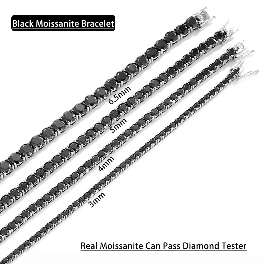 Serenity 3mm 5mm Royal Blue Moissanite Tennis Bracelet Women Man S925 Sterling Silver Bracelet Plated 18K Hand Chain Anniversary