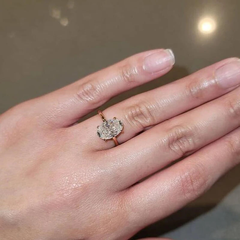 Oval Cut 925 Sterling Silver 1-3ct Moissanite Engagement Solitaire Ring for Woman Gold Plated Anniversary Gifts with Certificate