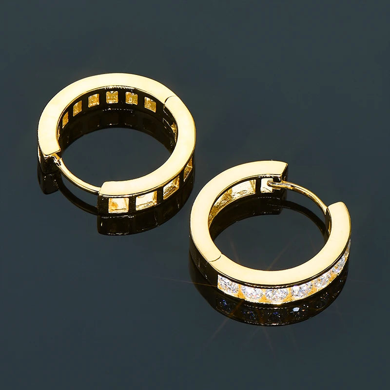 RAPRGOLD GRA Certified Moissanite Hoop Earrings for Women Men's Real S925 Sterling Silver Round Earring Jewelry Gifts orecchini