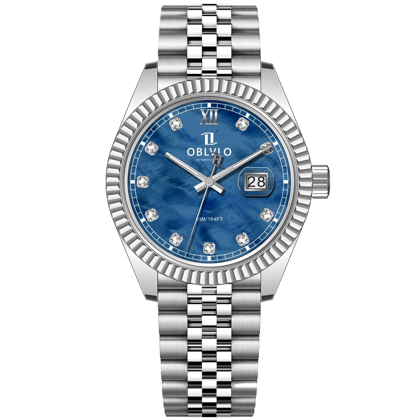 OBLVLO Men's Elegant Yellow Gold Red Dial Bracelet Quartz Watch with Date Fashion Green Dial Business Watches for Men RX-PE