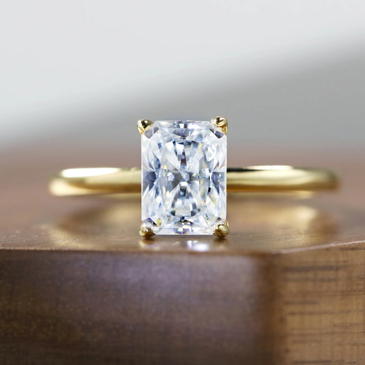 Natural Radiant Cut 1-3ct Moissanite Engagement Solitaire Ring 925 Sterling Silver for Woman Gold Plated Anniversary Gifts