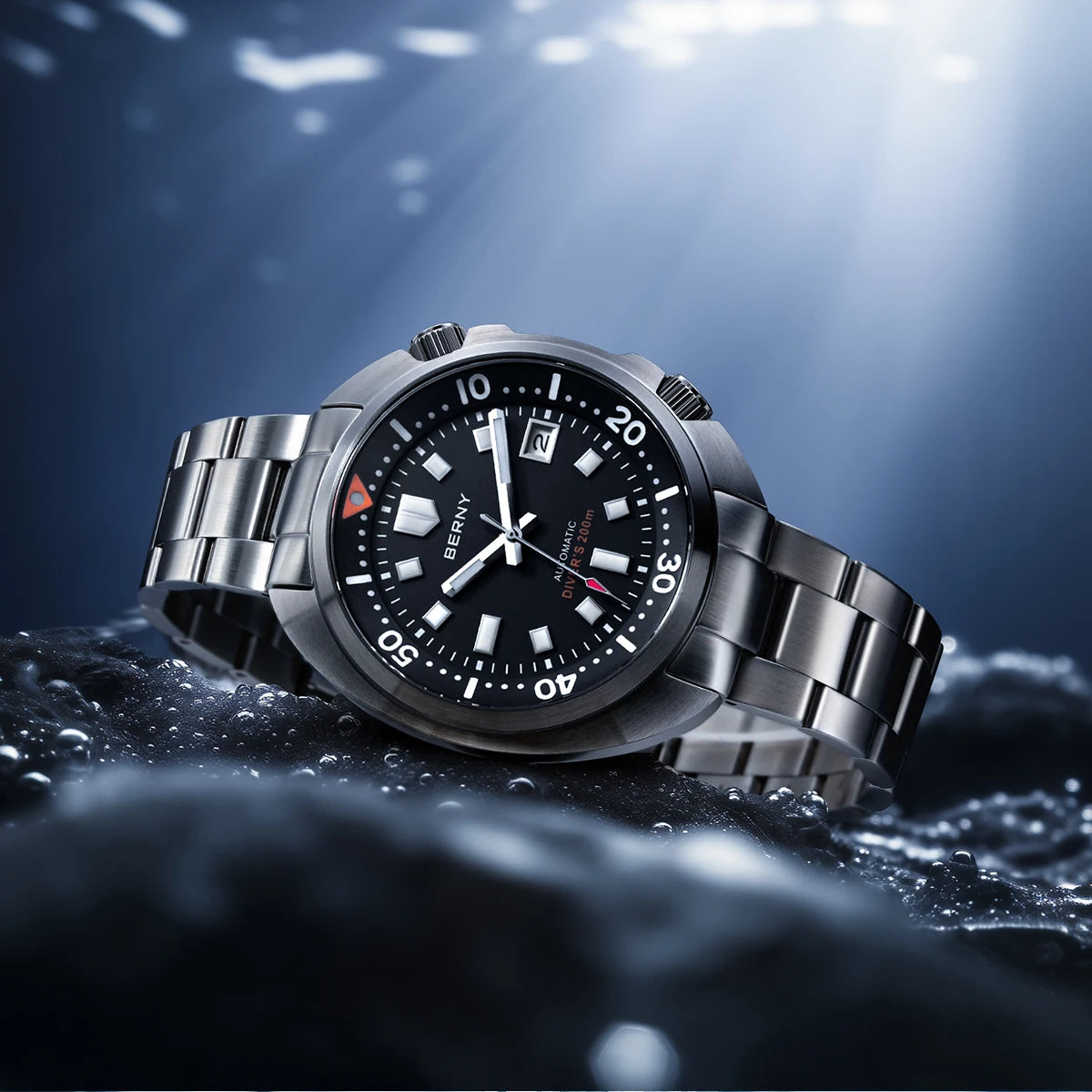 BERNY Automatic Compressor Diver Watch for Men Super Luminous Miyota 8215 Sapphire Swim Sport 20ATM Mechanical Men's Dive Watch