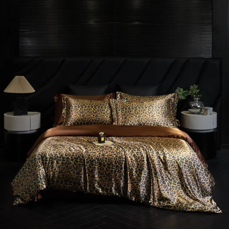 Natural Silk Bedding Set Single Double Queen King Printing Duvet Cover Luxury Quilt Cover Bedsheet Pillowcase