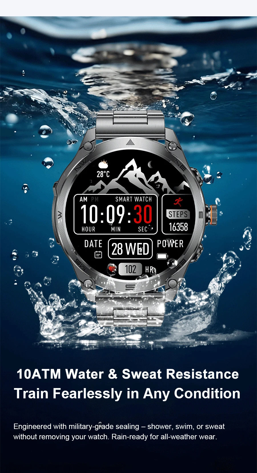 New T-Rex3 Ultra 1000mAh Battery Smart Watch Built in GPS Compass 10ATM Waterproof Sports tracker Outdoors Military Smartwatches