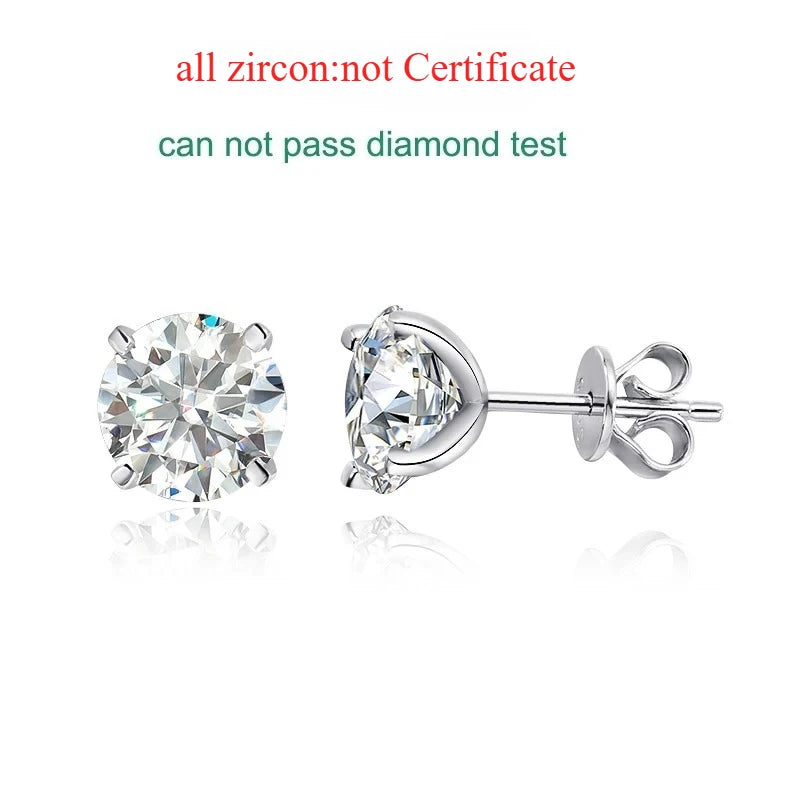 Smyoue Each 0.2-2CT Certified Moissanite Stud Earrings for Women 4 Claw Sparkling Wedding Party Jewelry Sterling Silver S925