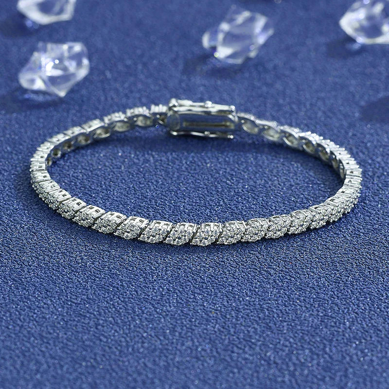 NKHOG Full Moissanite Tennis Bracelets S925 Silver Sparkling Diamond Women Men Party Wedding Bangles Jewelry Gifts GRA Certified