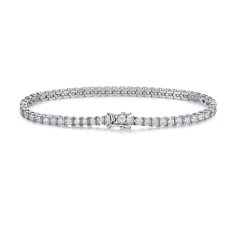 Smyoue 3/4/5mm Pass Diamond Test Moissanite Tennis Bracelets for Women Men Original 925 Sterling Silver Bangles with Certificate