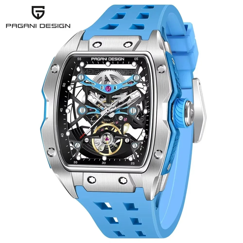 2025 new pagani design men's skeleton high-end watch rubber starp waterproof luminous fashion trend automatic mechanical watch.