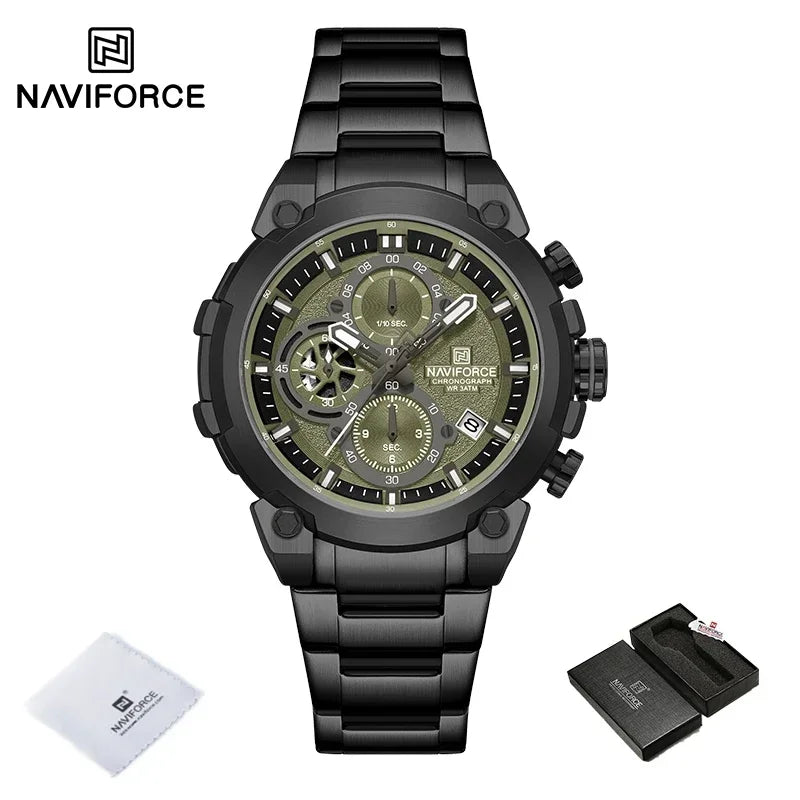 NAVIFORCF Mens Military Watches Luxury Wrist Watch Quartz Clock Watch Hot Fashion Men Waterproof Chronograph Relogio Masculino