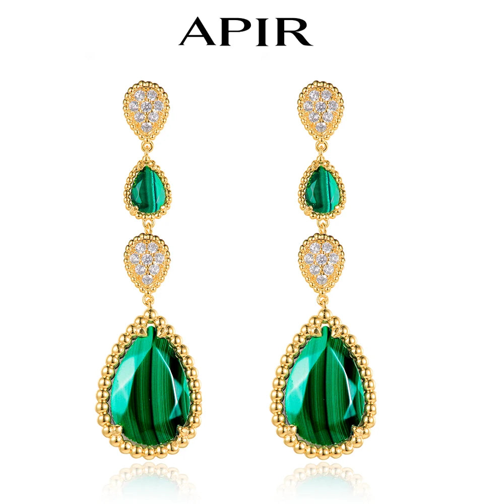 APIR Mother of Pearl Water Drop Earrings Bohemian Style Women's Earrings Chalcedony/Garnet Dangle Earrings Daily Lowest Price