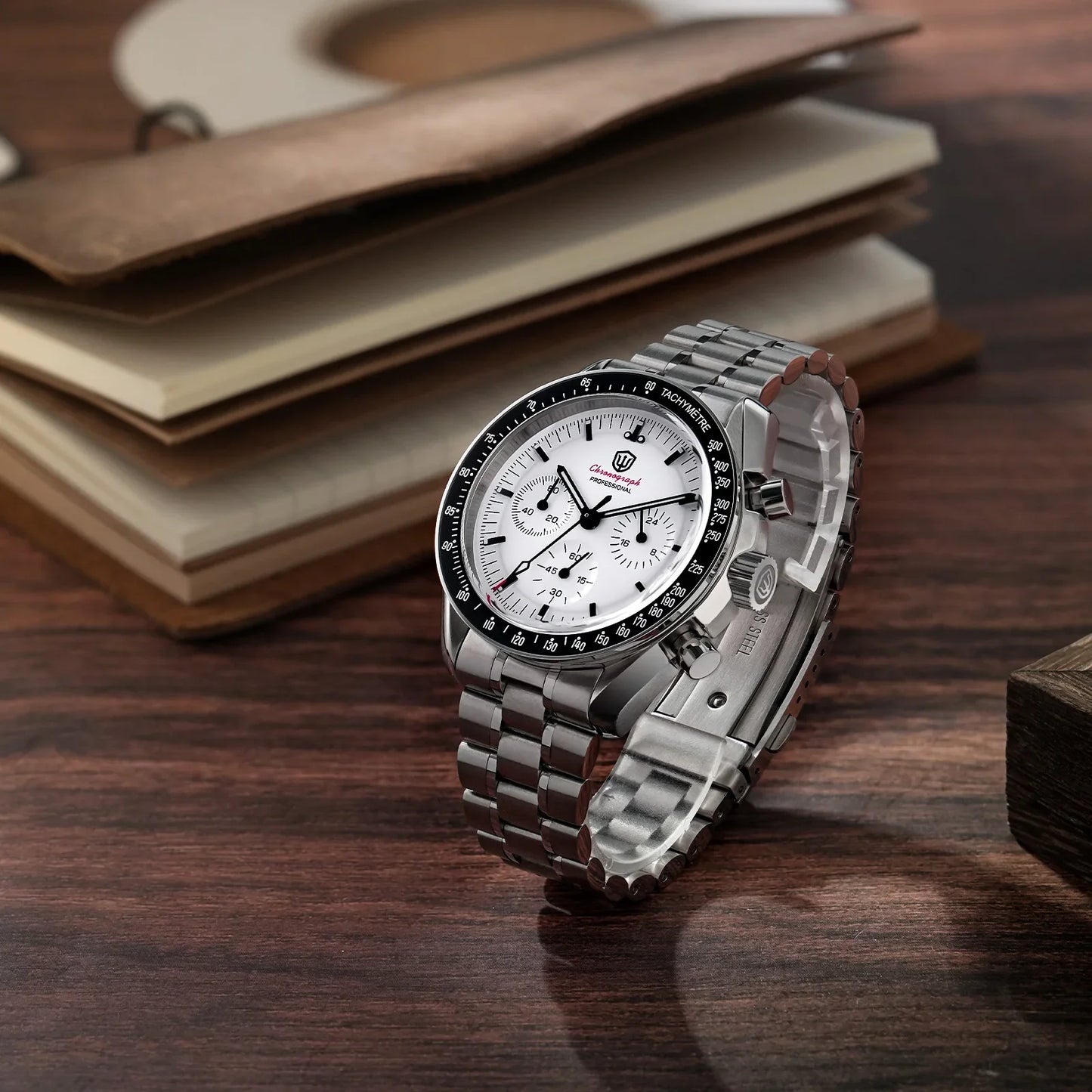 Watchdives WD1860 Watch VK63 Chronological Movement Stainless Steel Watch Sapphire AR Coating Night Light Retro Watches