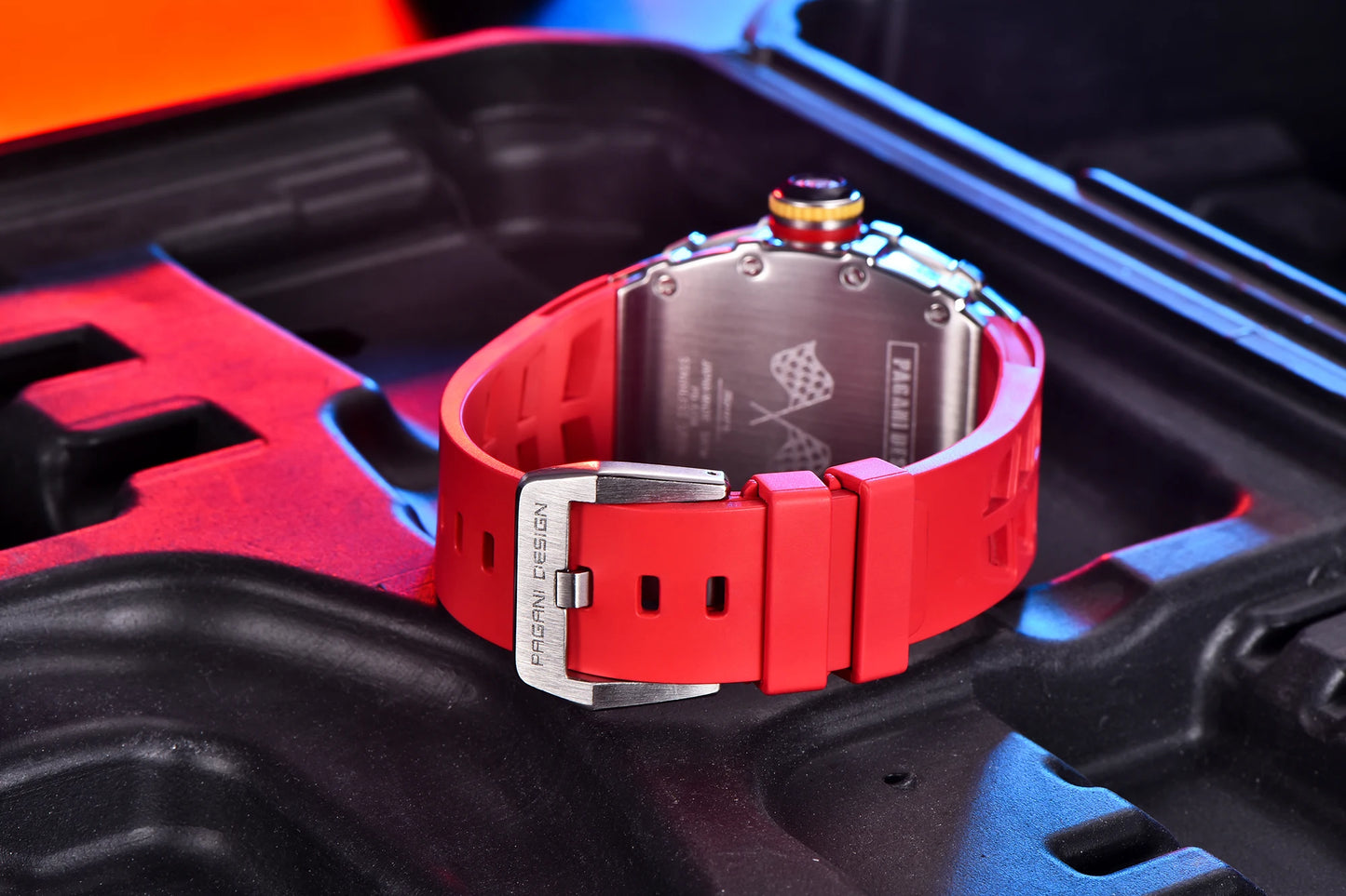 2024 New PAGANI DESIGN Men's Quartz Watches VH65 Movt Skeleton Dial 100M Waterproof Sport Rectangle Sapphire Glass Watch for Men