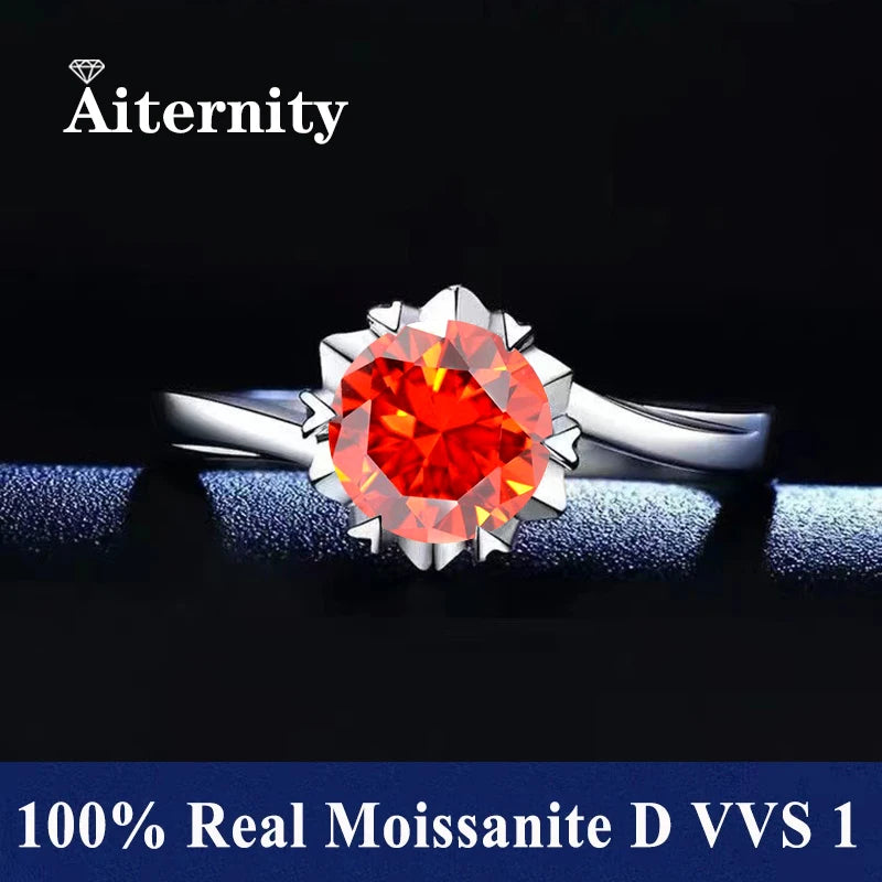 100% Real Moissanite Ring Adjustable Size S925 Sliver D VVS1 Pass Diamond Test Pen GRA Certificate 18K Plating Rings for Women