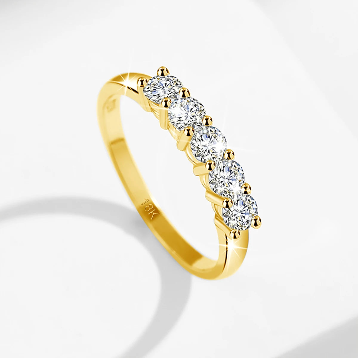 With Certficate Original Solid 18K Gold Moissanite Ring For Women 5 Stone AU 750 Luxury Jewelry With Stamp Engagement Gift Trend