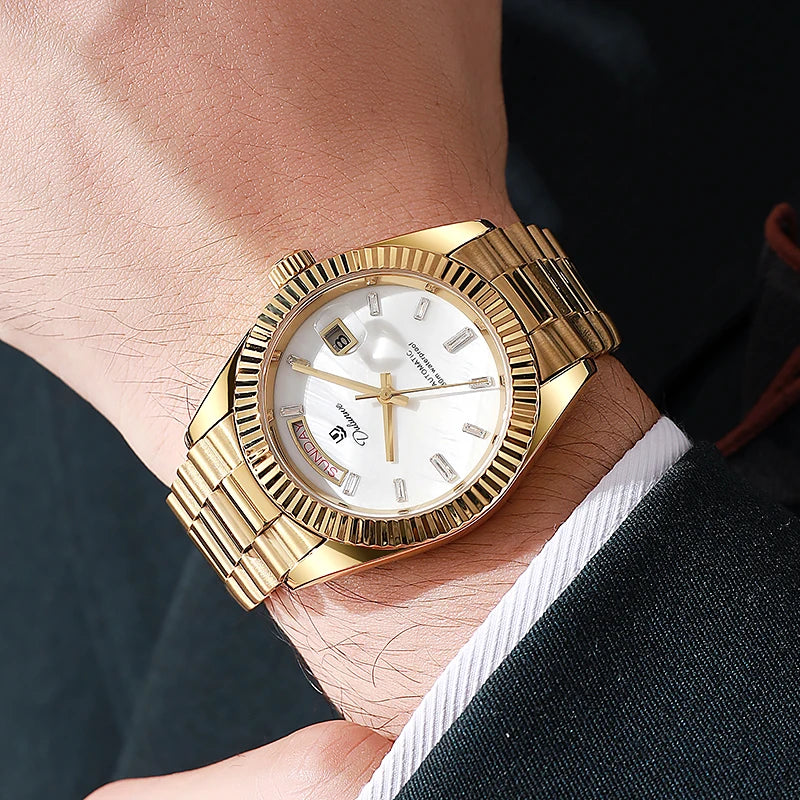 Dulunwe Datejusts Mechanical  Movement Watches For Men Automatic Mechanical Watches Calendar Waterproof Men Watch