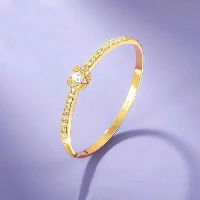 Boutique AU999 gold inlaid irregular personality bracelet ladies 24k pure  buckle  female temperament jewelry