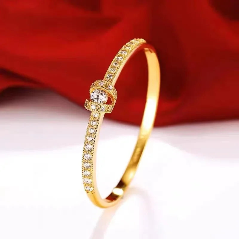 Boutique AU999 gold inlaid irregular personality bracelet ladies 24k pure  buckle  female temperament jewelry