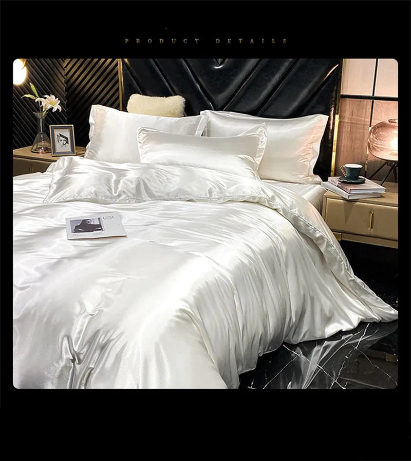 High End Mulberry Silk-Blending Fabric Duvet Cover Set Luxury King Size Bedding Set Silky Quilt Cover and Pillowcase No Sheet