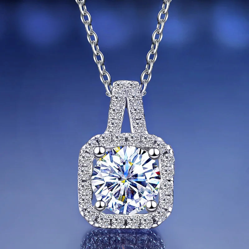 JoyceJelly S925 Sterling Silver jewelry for women 1 carat moissanite diamond 3 pieces set necklace ring earrings wedding party