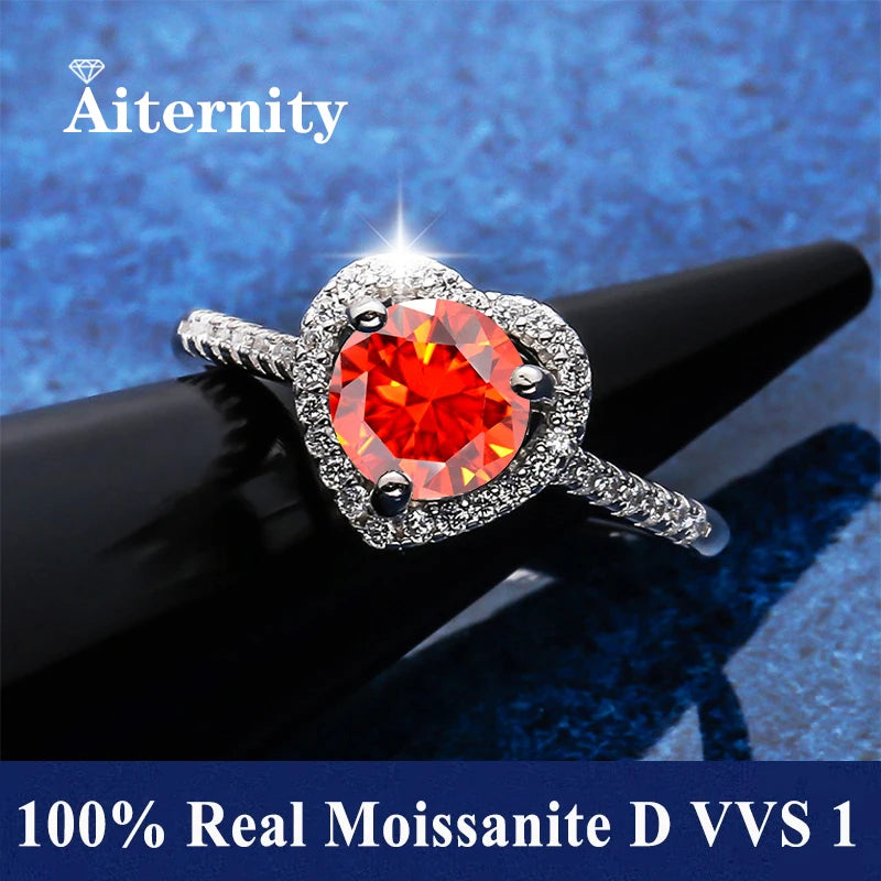 100% Real Moissanite Ring Adjustable Size S925 Sliver D VVS1 Pass Diamond Test Pen GRA Certificate 18K Plating Rings for Women