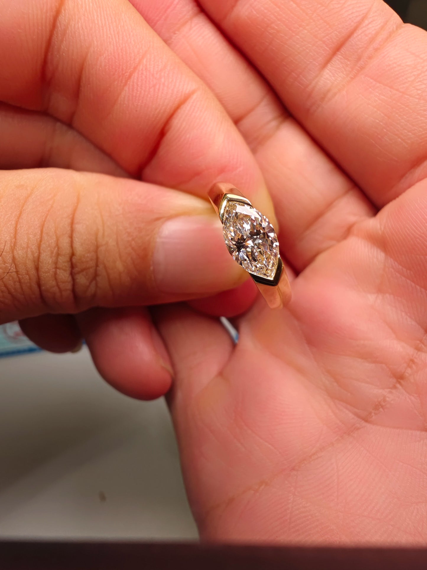 wholesale lab grown HPHT CVD Horse 's-eye cut with IGI certificate diamond lab grown diamond 1ct 14K gold rings Spot goods