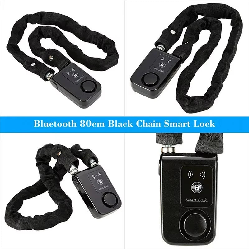Bluetooth Smart Chain Lock Keyless Lock For Bike/Motorcycle Gate/Door With Anti Theft Alarm 110Db Phone APP Contro