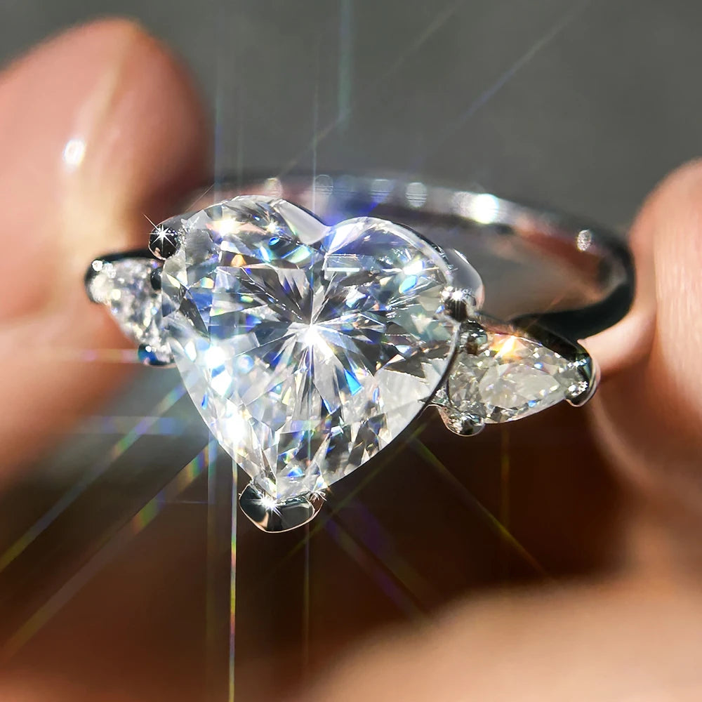 1-4Carat Heart Shape Moissanite Ring for Women Certified S925 Sterling Silver Heart Diamond Engagement Wedding Band Jewelry Gift