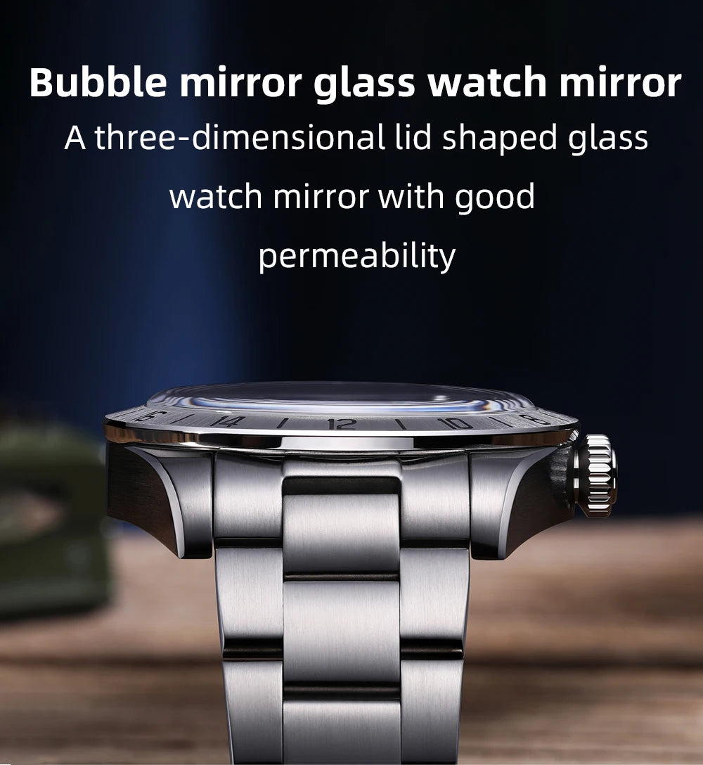 ADDIESDIVE Top Brand 39mm Quartz GMT Watches 20Bar Waterproof Luminous Bubble Mirror Sport Glass Watch for Men Relogio Masculino