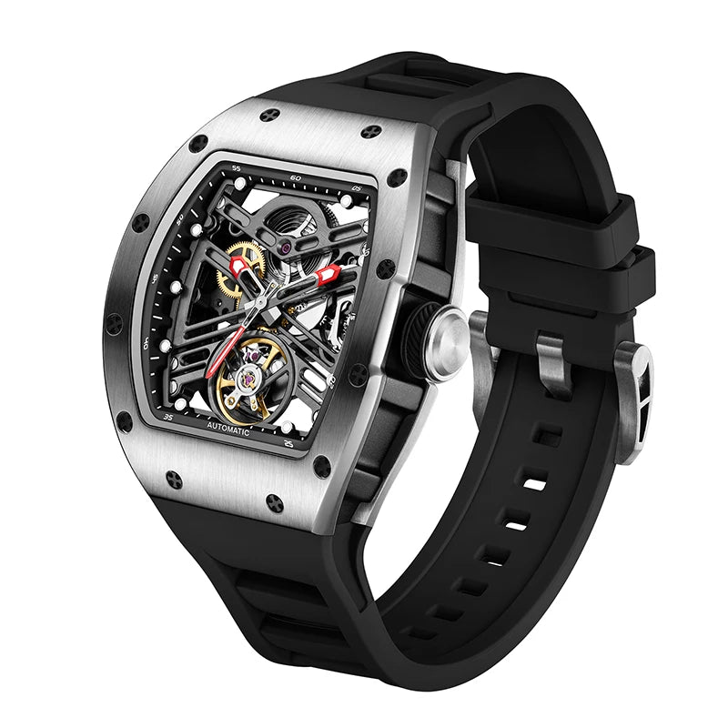 Carbon Fiber Mechanical Watch Cyberpunk Style Waterproof Crystal Dial Collector's Limited Edition Fashion Sport Wristwatch