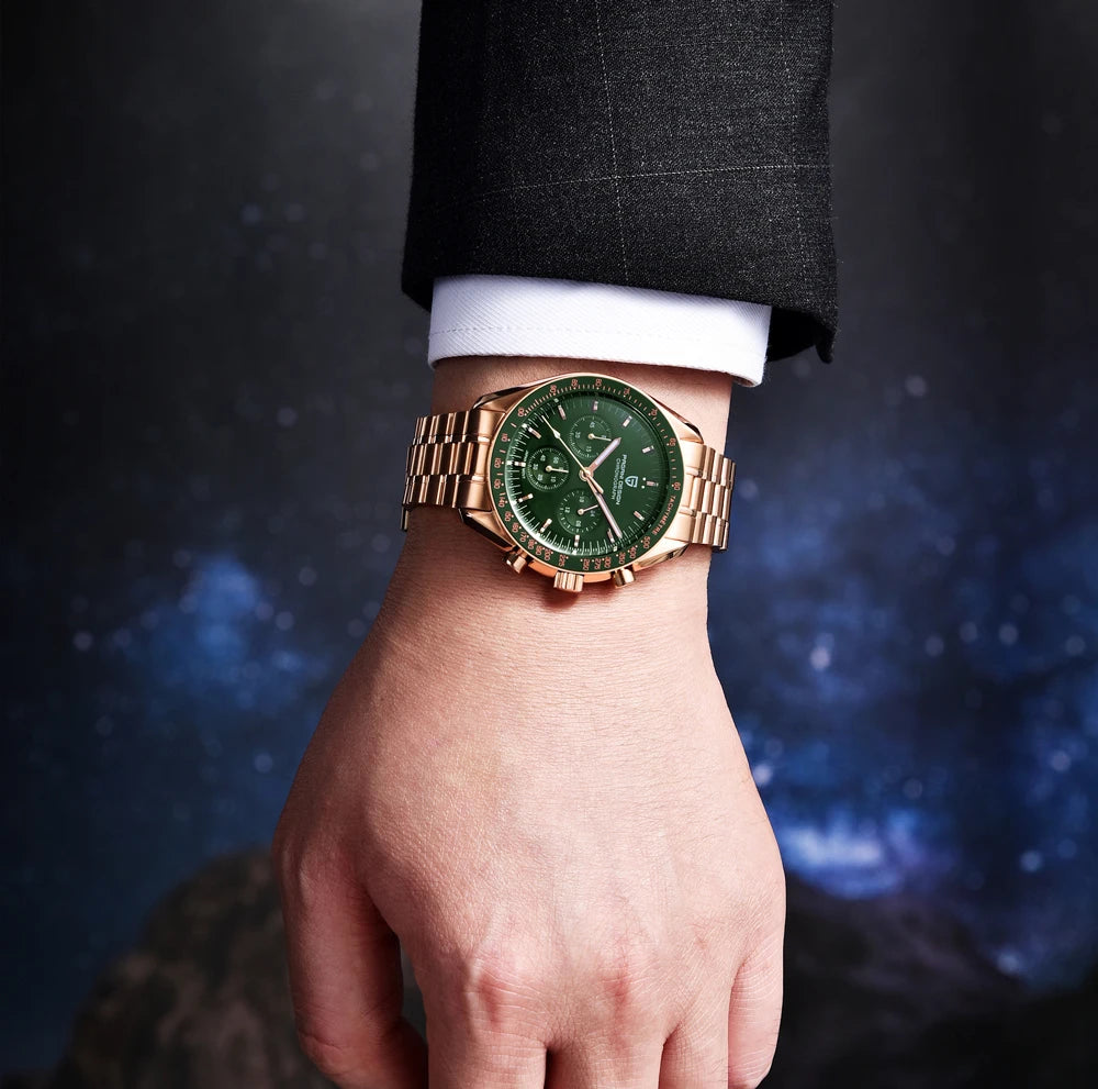 PAGANI DESIGN PD1701 Gold Luxury Men's Watches Quartz Wristwatches Chronograph VK63 Watch For Men AR Sapphire Mirror Clock Gifts