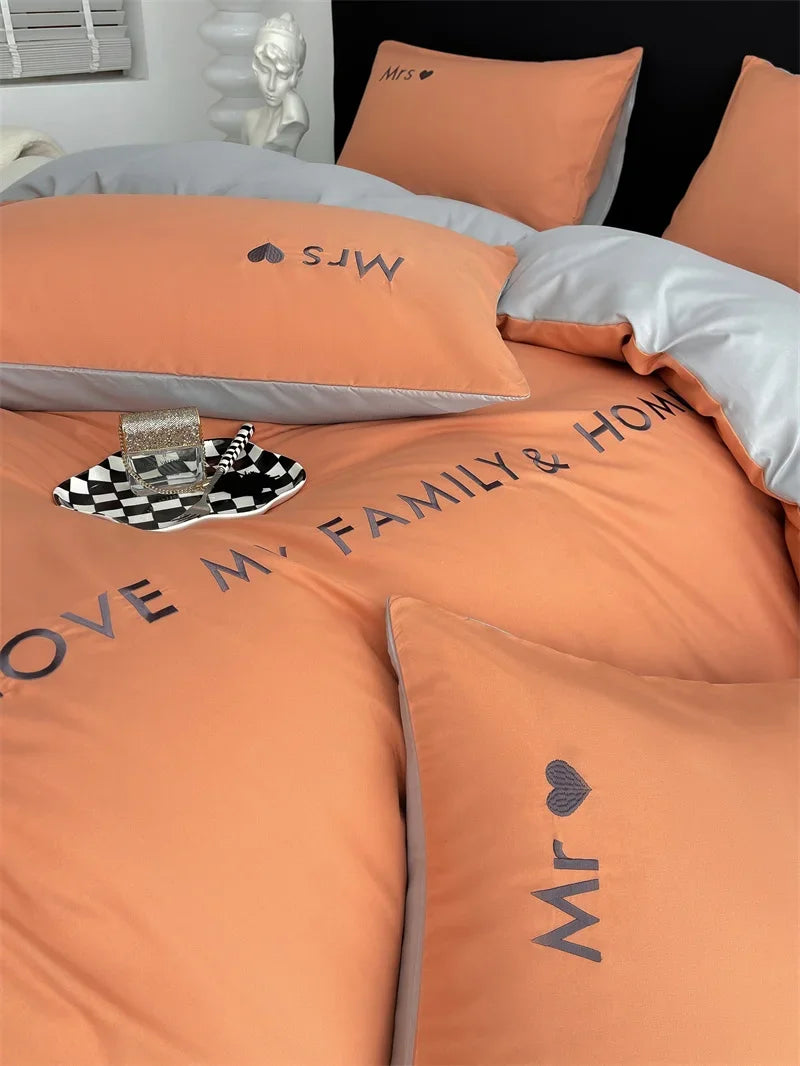 Luxury Nordic Egyptian Cotton Bedding Set King Queen Double Twin Size with Sheet Duvet Cover Pillowcase 1/2 People Bedroom Decor