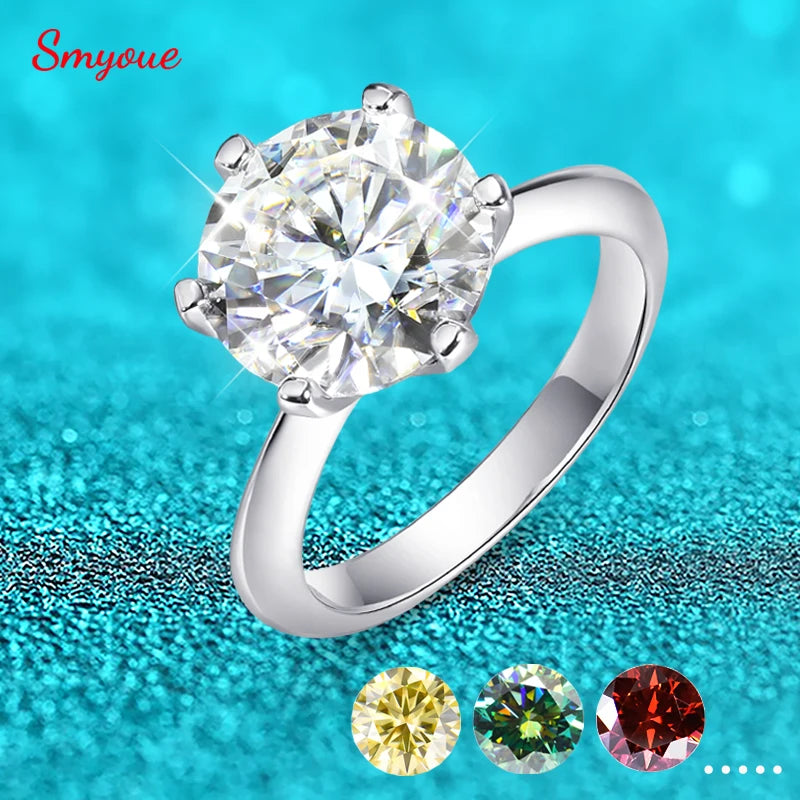 Smyoue 5CT 3CT D Color Moissanite Diamond Engagement Rings for Women Green Red Lab Diamond Band 925 Sterling Silver Jewelry GRA