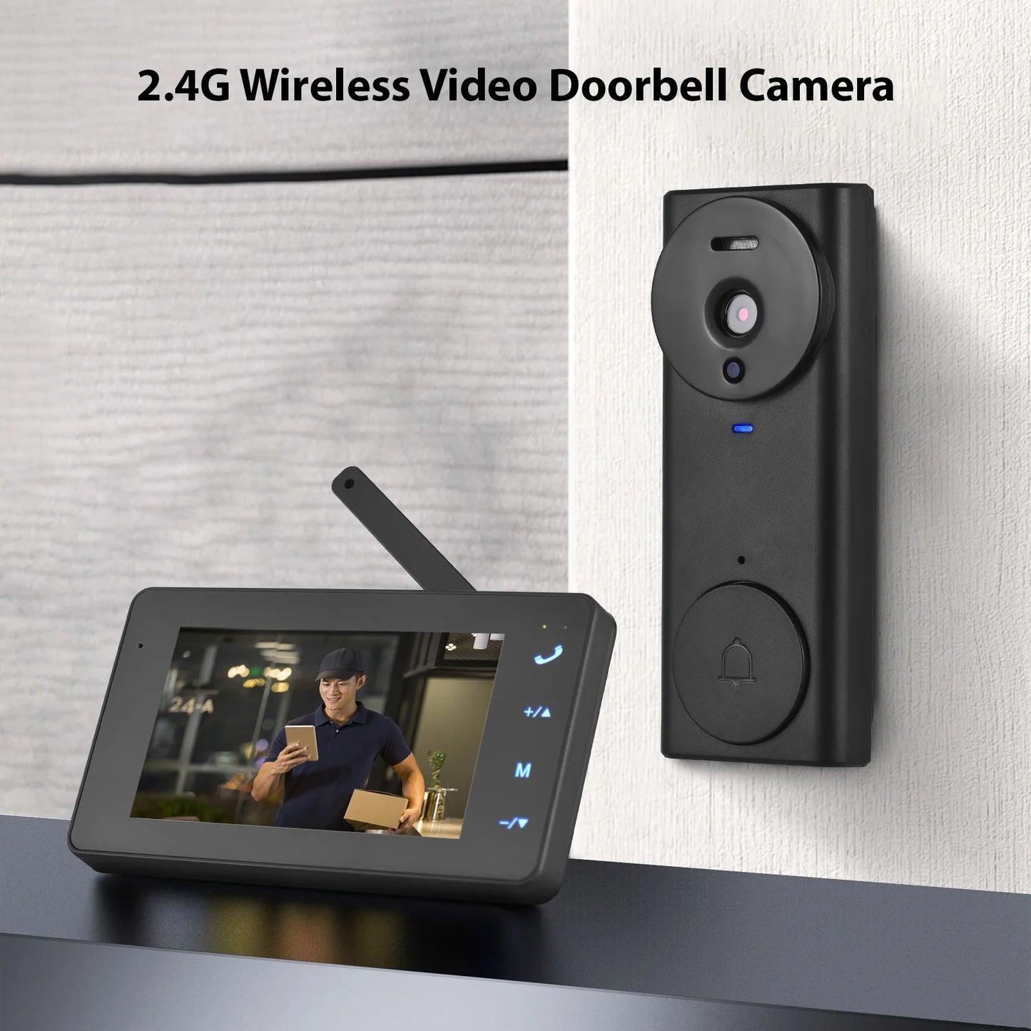 Wireless Video Doorbell Camera with Monitor Display 4.3 IPS Screen Video Door Phone Camera Kits for Villa Home Office Apartment