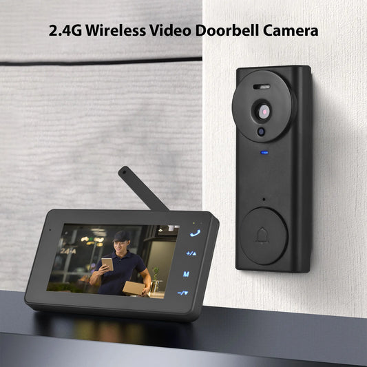 Wireless Video Doorbell Camera with Monitor Display 4.3 IPS Screen Video Door Phone Camera Kits for Villa Home Office Apartment