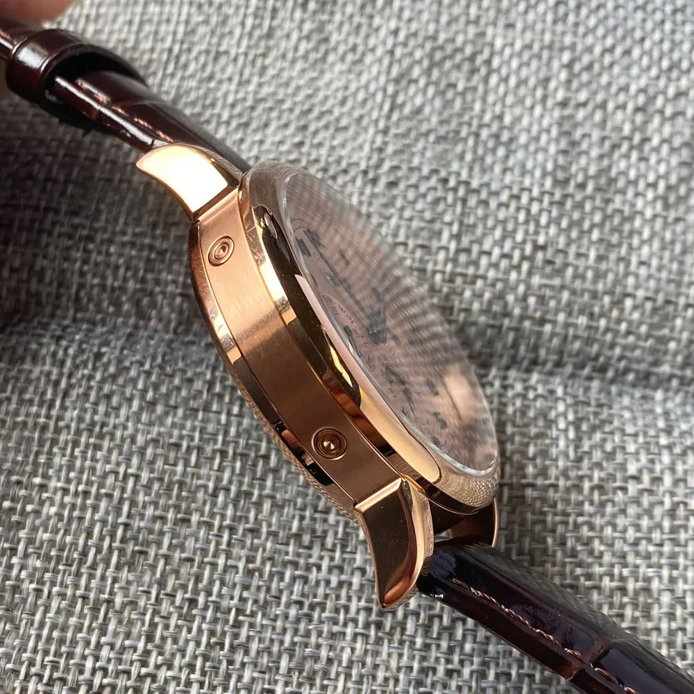 Automatic Watch for Men Multification Date Day Month Year 316L Mechanical Men's Watch Polished Case Day/Night Indicator 42mm