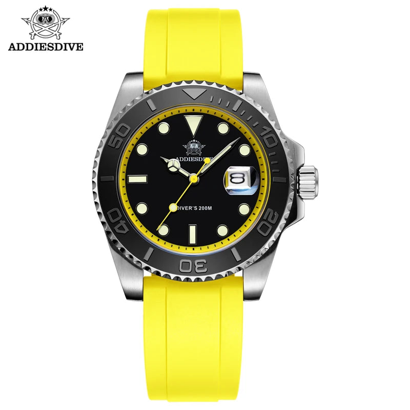ADDIESDIVE 41mm Japan2115 Men's Quartz Watch 200m Waterproof Wristwatch BGW9 Luminous Ceramic Bezel 316 Steel Man Luxury Watches