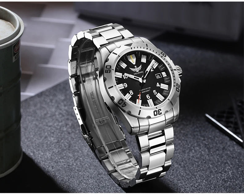 YELANG  V1036S 42mm Men Quartz Watch Luminous 10 Years Lithium swiss RONDA 715-Li Movement 30ATM 300m Waterproof Military Style