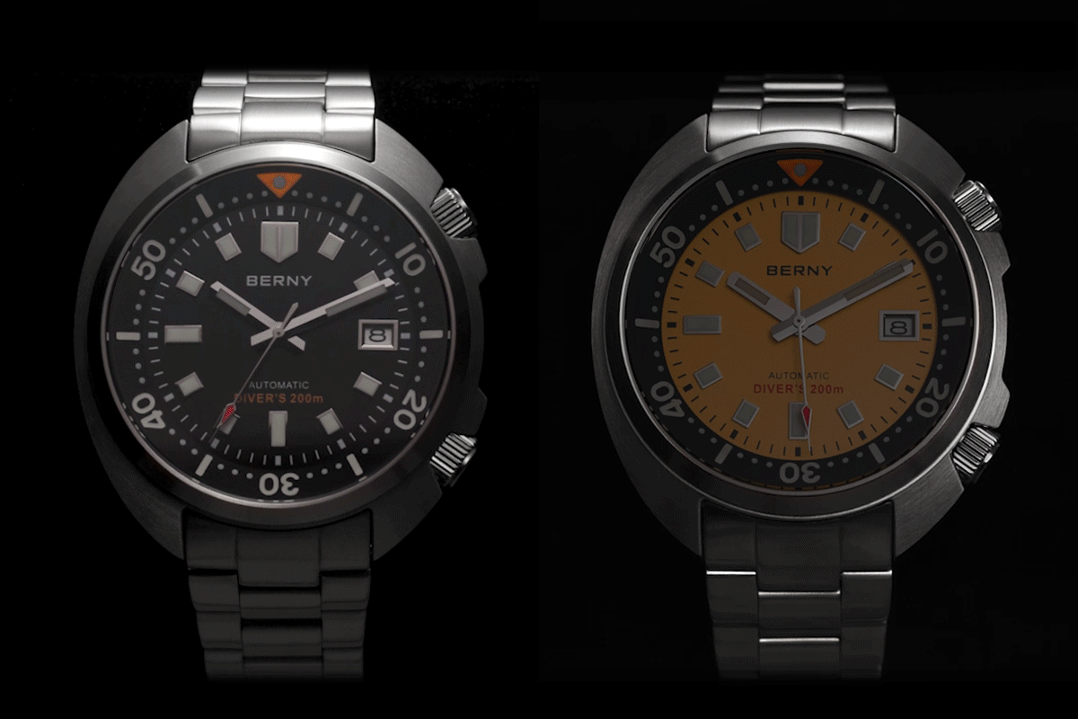 BERNY Automatic Compressor Diver Watch for Men Super Luminous Miyota 8215 Sapphire Swim Sport 20ATM Mechanical Men's Dive Watch