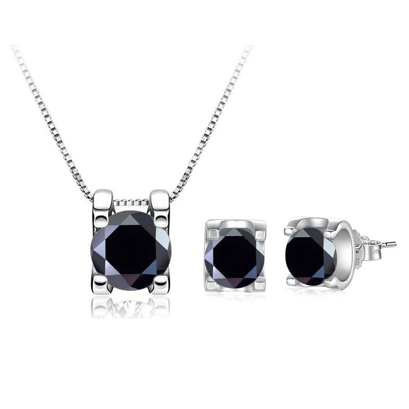 JoyceJelly 3ct D Clolor Real Moissanite Jewelry Sets Women's Sterling Silver 925 Earrings Necklace For Women Bridal Set Gifts
