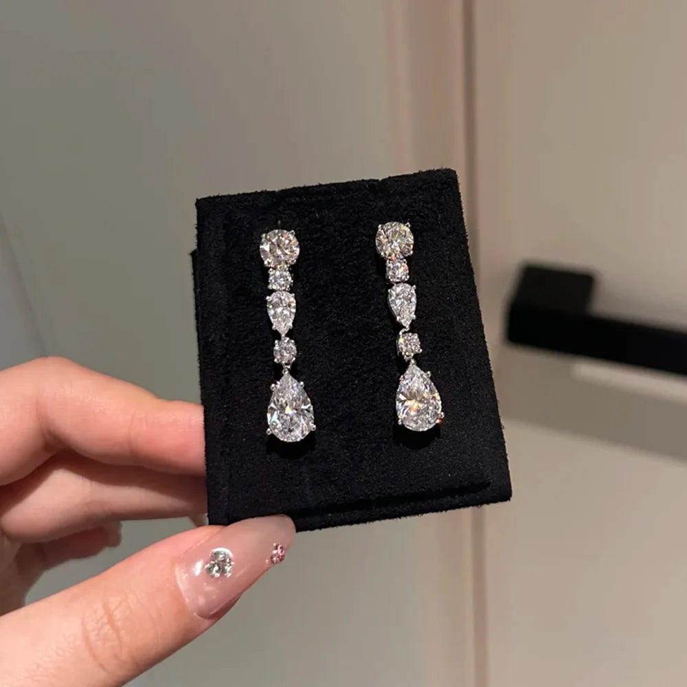 COSYA S925 Silver 8*12mm High Carbon Diamond Earrings For Women Drop Pendant Earrings Luxury Fine Sparkling Shinny Jewelry Gift