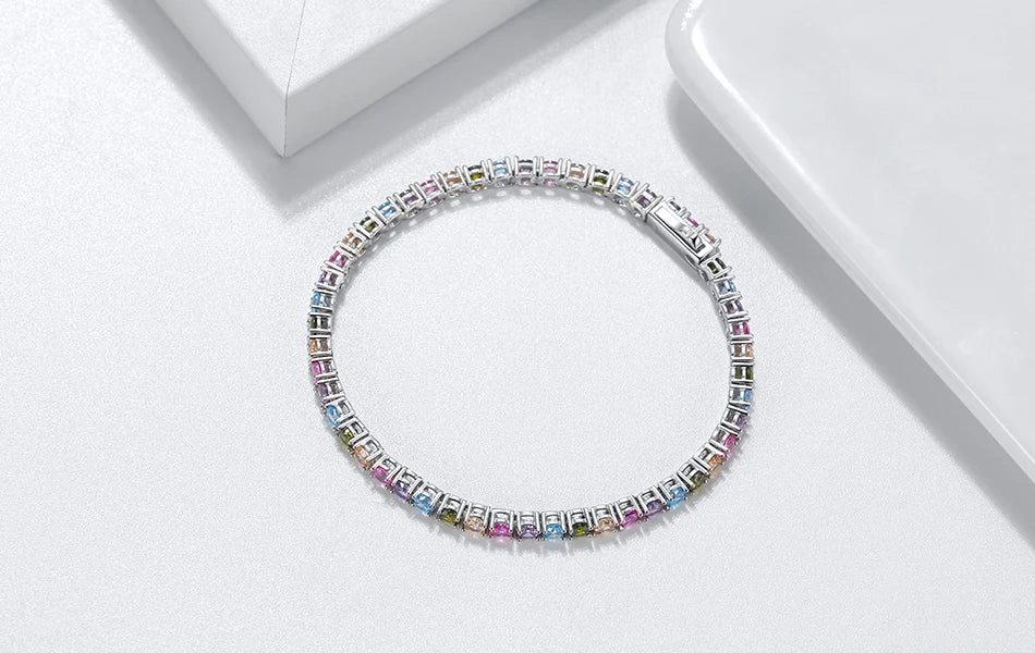 ORSA JEWELS Authentic 925 Sterling Silver Tennis Chain Bracelet Moulding Process Hanmade High-end Hand Chain for Man Woman SB128