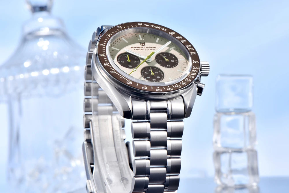 PAGANI DESIGN 2025 New Moon Watch Retro Luxury Quartz Watches For Men Stainless steel Luminous waterproof Sport Chronograph Man