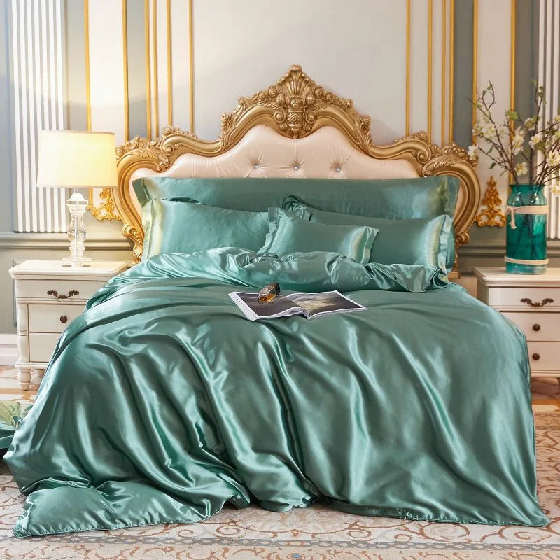 High End Mulberry Silk-Blending Fabric Duvet Cover Set Luxury King Size Bedding Set Silky Quilt Cover and Pillowcase No Sheet