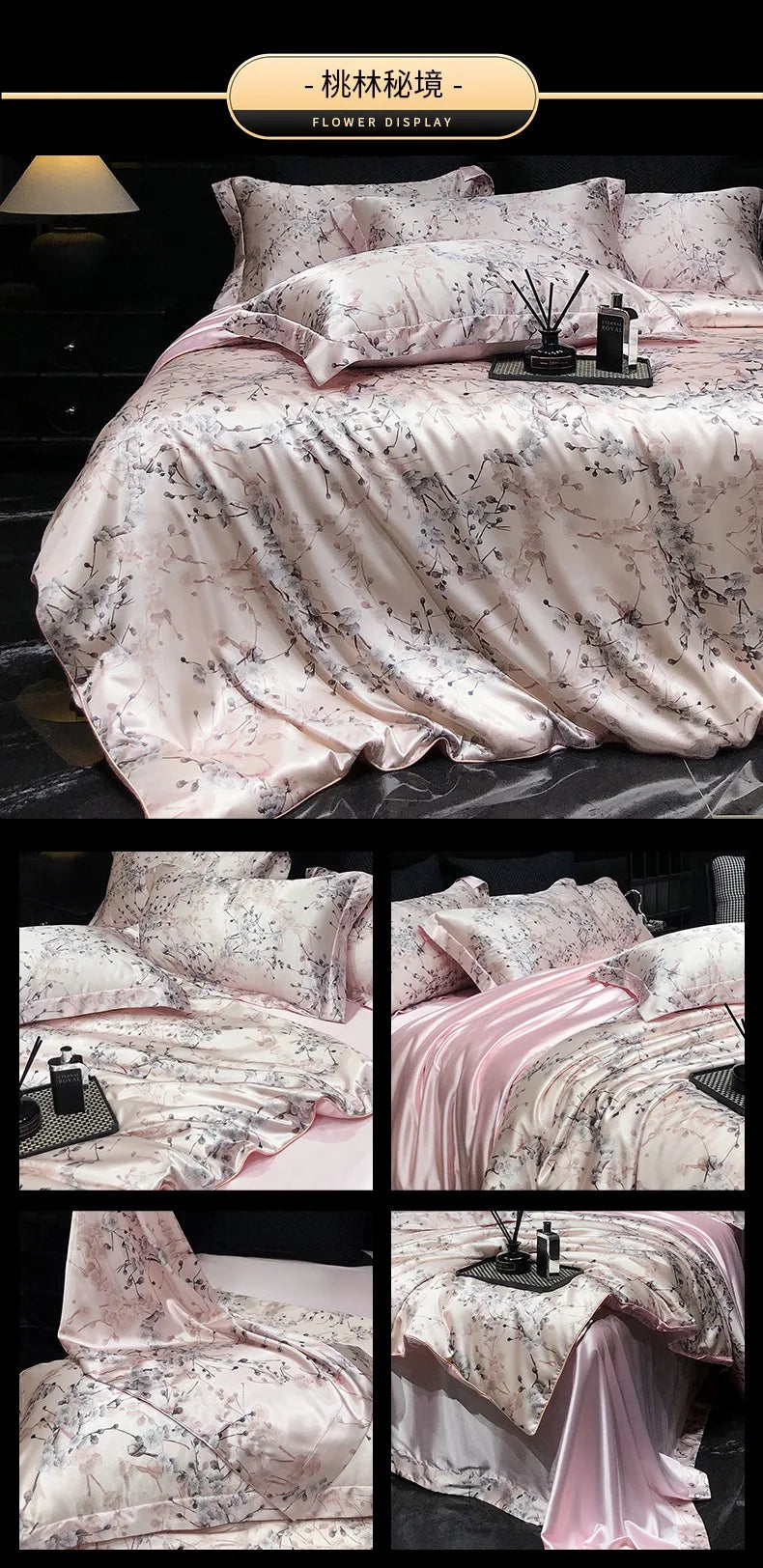 Luxury Palace Style Silk Bedding Set HighEnd Soft Silky Satin Quilt Cover Set Printed Queen King Duvet Cover Gift for Your Lover