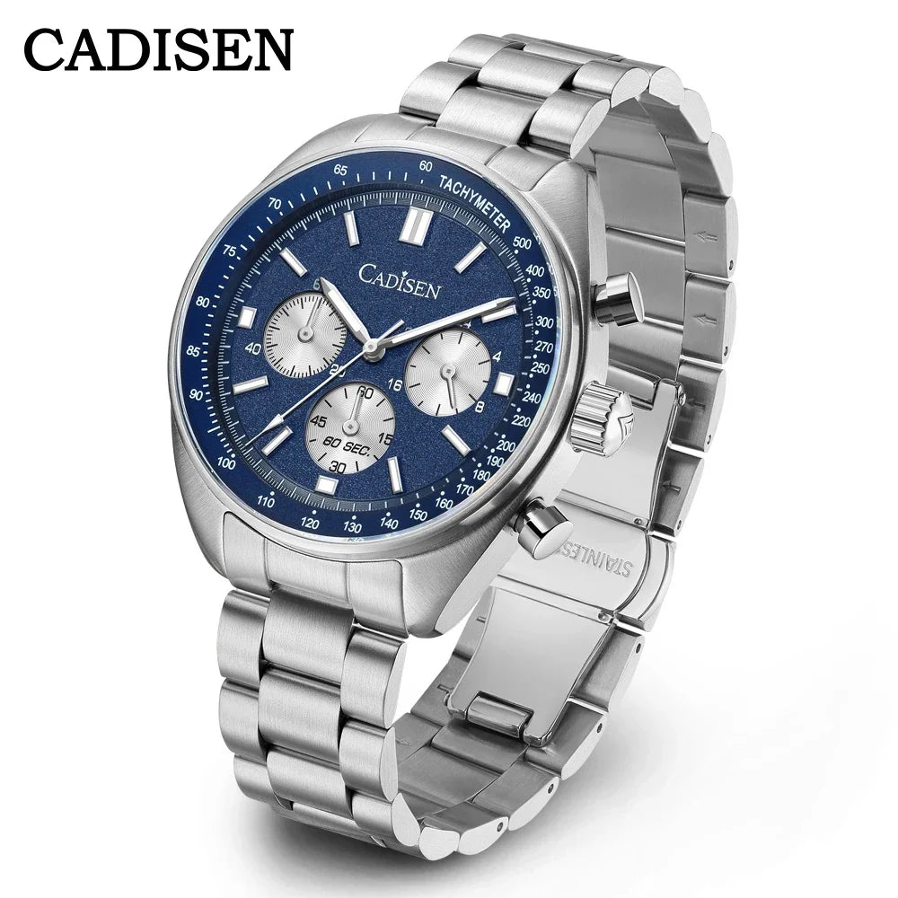 CADISEN Men's Sport Chronograph Watch Japan VD53 Movt Quartz Watches Sapphire Glass Stainless Steel Wristwatch For Men