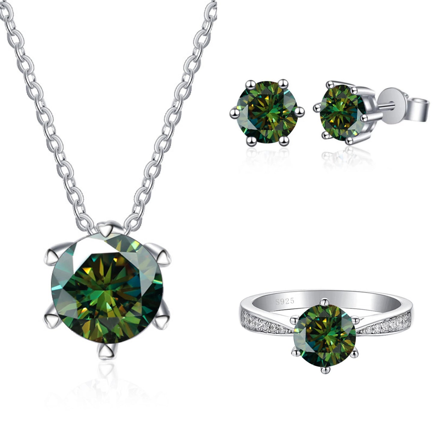 Earrings JoyceJelly Moissanite Jewelry Set With 1CT D Color VVS 3EX moissanite stone pass diamond test Wedding Luxury Fine Jewelry gift