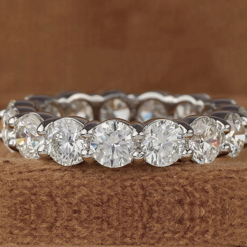 FEOBUR 2/3/4/5mm Moissanite Eternity Ring 18k White Gold Plated S925 Silver Diamond Engagement Rings for Women Men Wedding Band