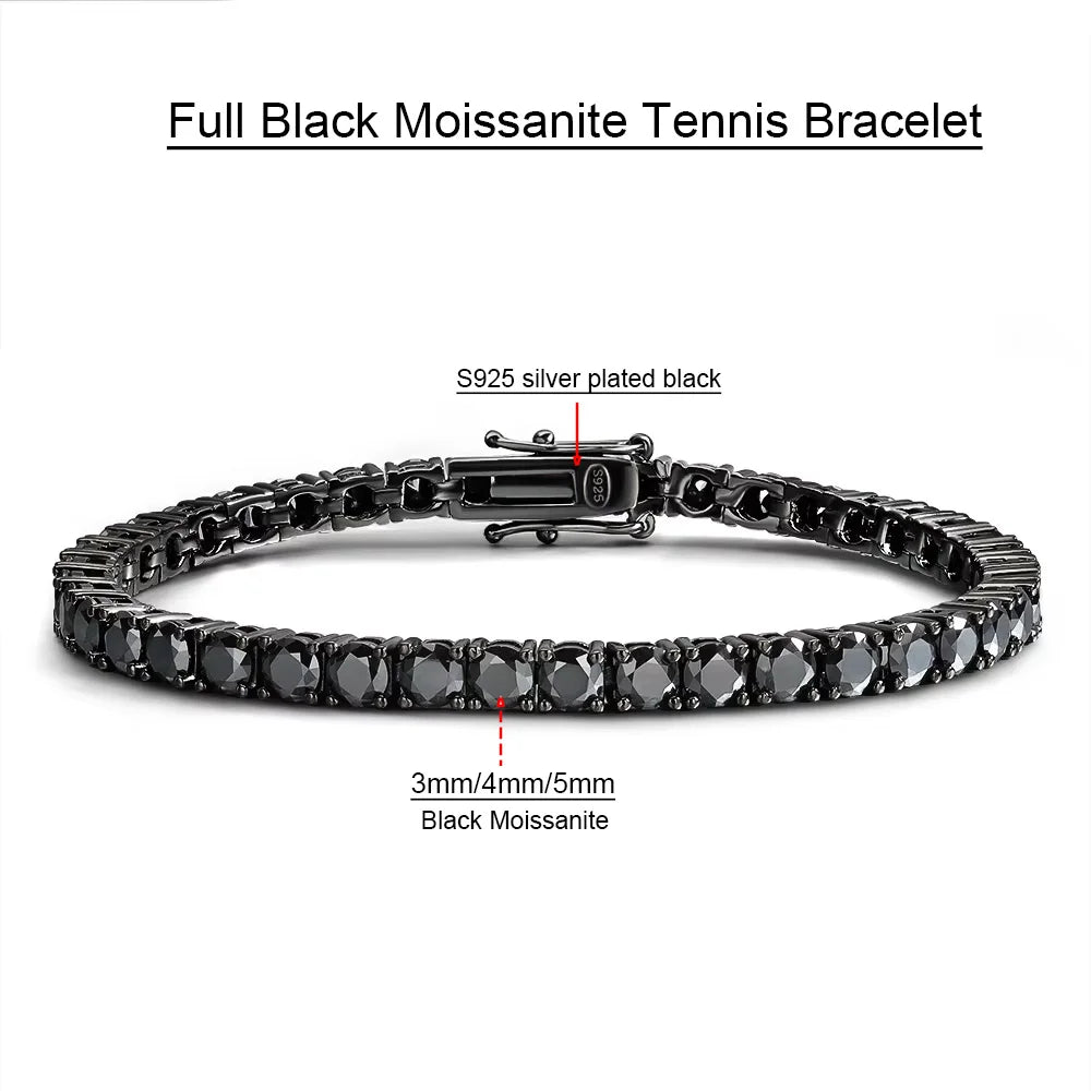 Serenity 3mm 5mm Royal Blue Moissanite Tennis Bracelet Women Man S925 Sterling Silver Bracelet Plated 18K Hand Chain Anniversary