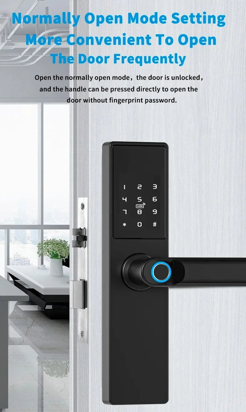 Tuya Smart Life APP Remote Control Lock, Smart Door Fingerprint Password Lock, Keyless Entry, Security Handle Fingerprint Hang