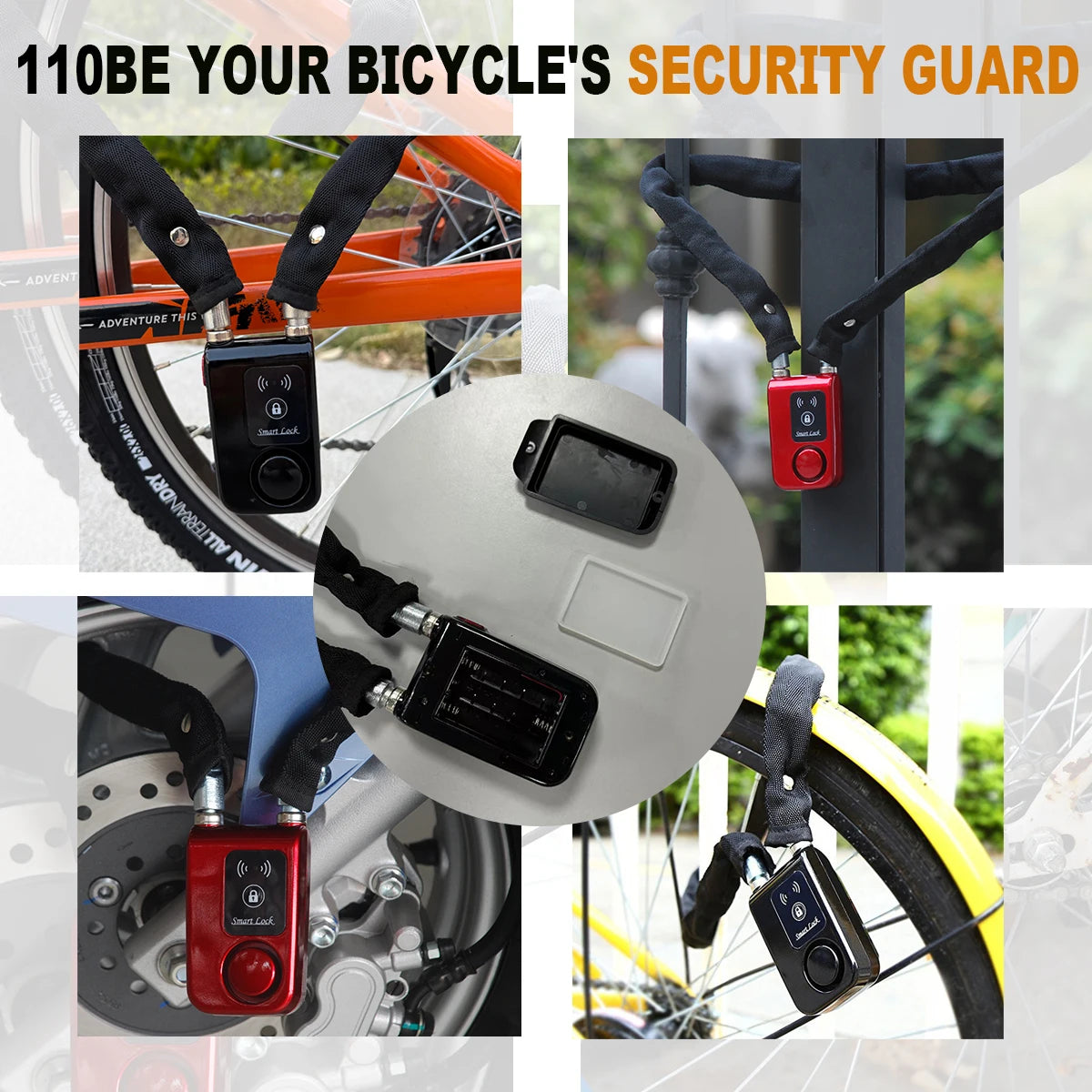 Smart Bluetooth Chain Lock Keyless Bike/Motorcycle Gate/Door Lock With Anti Theft Alarm 110Db APP Phone Control